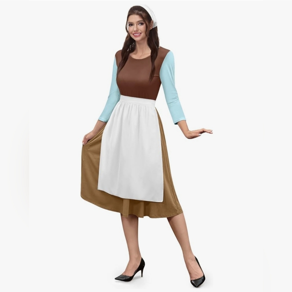 👻 NWT SPADEHILL Adult Cinderele Apron Peasant Dress Costume (Size: XXL)